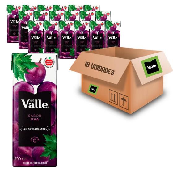 Imagem de Kit Com 18Und Nectar De Uva Del Valle Tetra Pak 200Ml