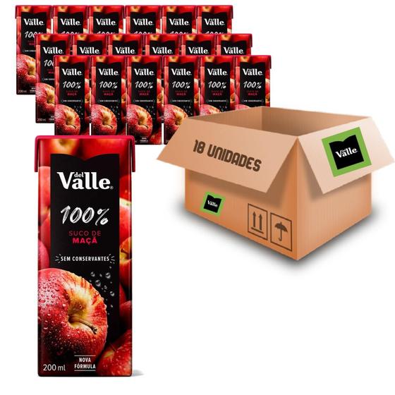 Imagem de Kit Com 18Und Suco Del Valle 100% Fruta Sabor Maçã Tp 200Ml