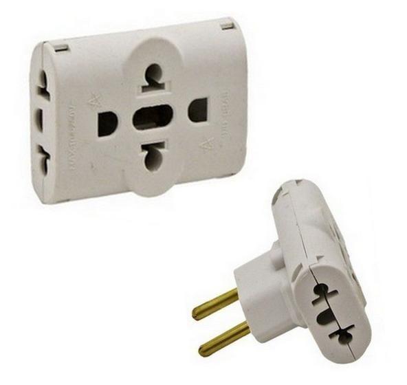 Imagem de Kit Com 2 Adaptador Pino Universal Tomada Benjamim T 10a/20a