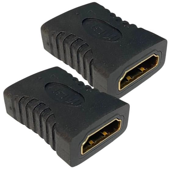 Imagem de Kit com 2 Adaptadores Hdmi Femea X Femea Emenda Extensor Conector Cabo Mb