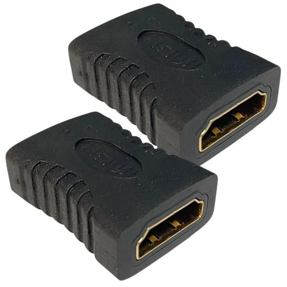 Imagem de Kit com 2 Adaptadores Hdmi Femea X Femea Emenda Extensor Conector Cabo  Mb 