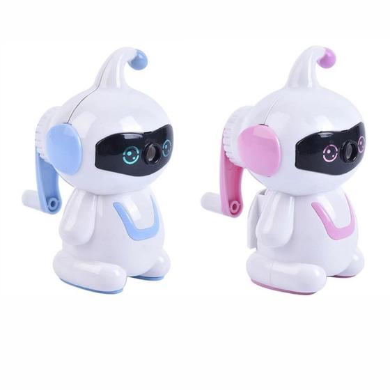 Imagem de Kit com 2 Apontadores de Manivela Cyber com Formato de Robô - Azul e Rosa  - Kaz