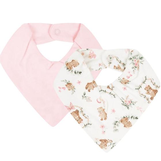 Imagem de Kit Com 2 Babinhas Babador Bandana Ursinho Rosa Hug