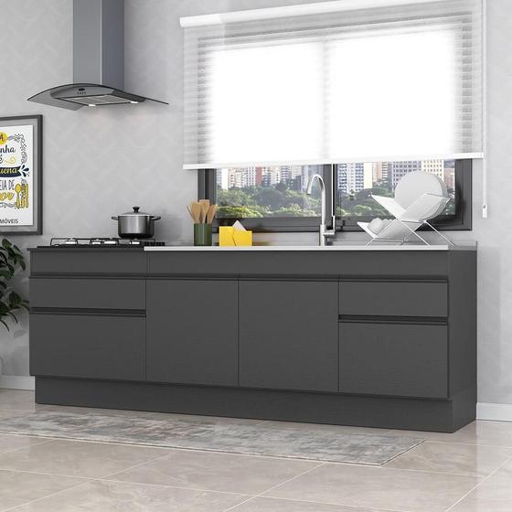 Imagem de Kit com 2 Balcões de Cozinha 150cm e 70cm com Rodapé Veneza Multimóveis V2108