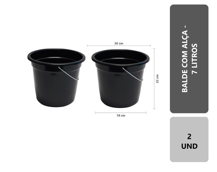 Imagem de Kit Com 2 Balde Plástico Com Alça 8 Litros