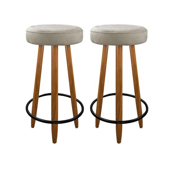 Kit Com 2 Banqueta Altas Assento Redonda Para Balcão Cozinha Bar Bistro Adega Madeira Pé Palito Bege Menor preço em Kit Com 2 Banqueta Altas Assento Redonda Para Balcão Cozinha Bar Bistro Adega Madeira Pé Palito Bege
