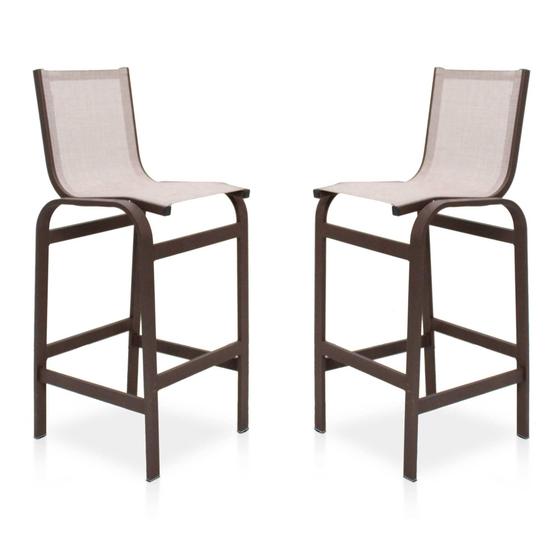 Imagem de Kit Com 2 Banquetas Altas em Tela Sling Linha Leve - Marrom/Café Com Leite