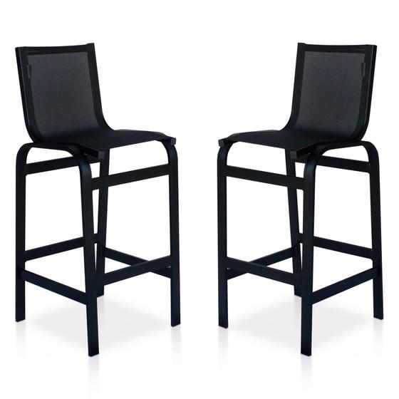 Imagem de Kit Com 2 Banquetas Altas em Tela Sling Linha Leve - Preto