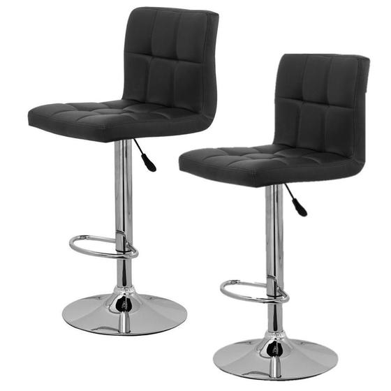 Imagem de Kit Com 2 Banquetas Gomos Confort , Giratoria, Com Regulagem De Altura Preta