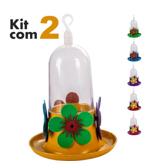 Imagem de Kit Com 2 Bebedouro Beija-Flor Com Bandeja 250ml - Cores