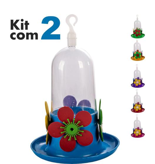 Imagem de Kit Com 2 Bebedouro Beija-Flor Com Bandeja 250ml - Cores