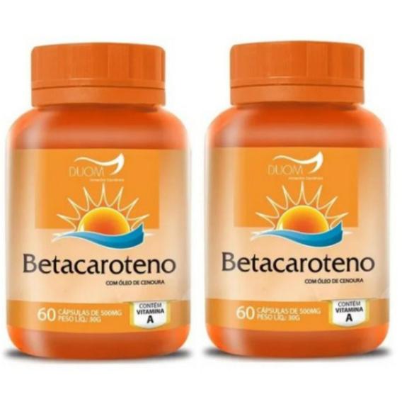 Kit com 2 Betacaroteno Com Óleo de Cenoura Duom 1 Cápsula ao Dia com 60 ...