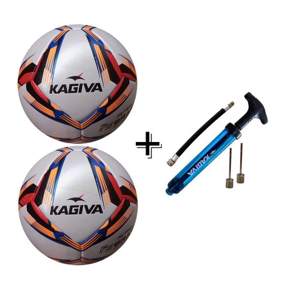 Imagem de Kit Com 2 Bola Futsal Kagiva F5 Pro Extreme Profissional + Bomba De Ar Kagiva Dupla Ação