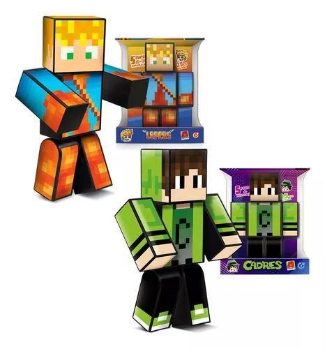 Imagem de Kit com 2 Bonecos Articulado jogo minecraft Cadres e lopers