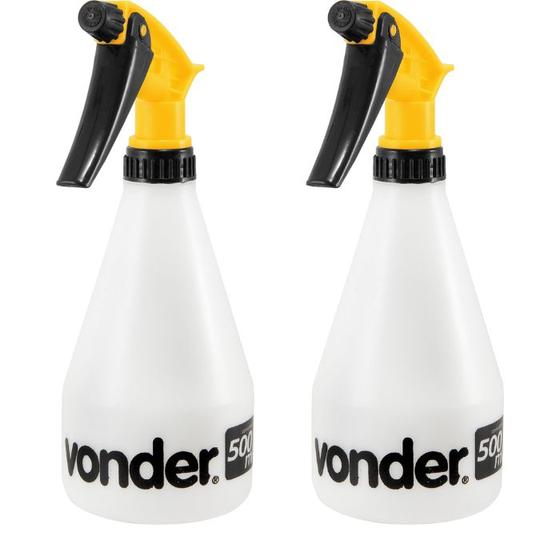 Imagem de Kit com 2 Borrifador Manual Pulverizador Vonder 500ml Regulável em Spray Jato ou Névoa Jardim, Faxina e Estética Automot