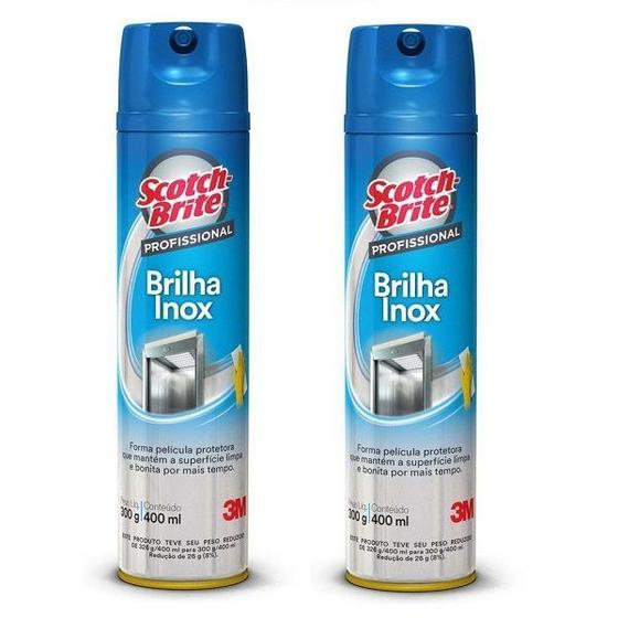 Imagem de Kit com 2 Brilha INOX 3M SCOTCH-BRITE 400ML