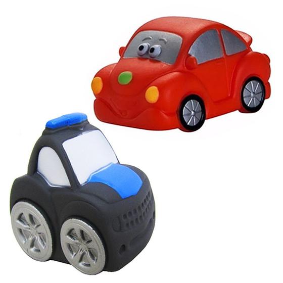 Imagem de Kit Com 2 Brinquedos De Vinil Para Bebê Maralex -  Carrinho e Carro de Policia