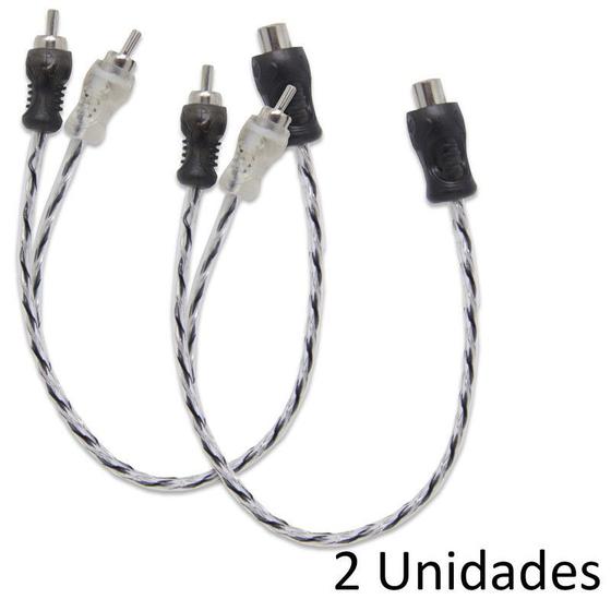 Imagem de Kit com 2 Cabos Injetado Y 1 Fêmea 2 Macho 1F2M Injetado Para Som Automotivo Módulo