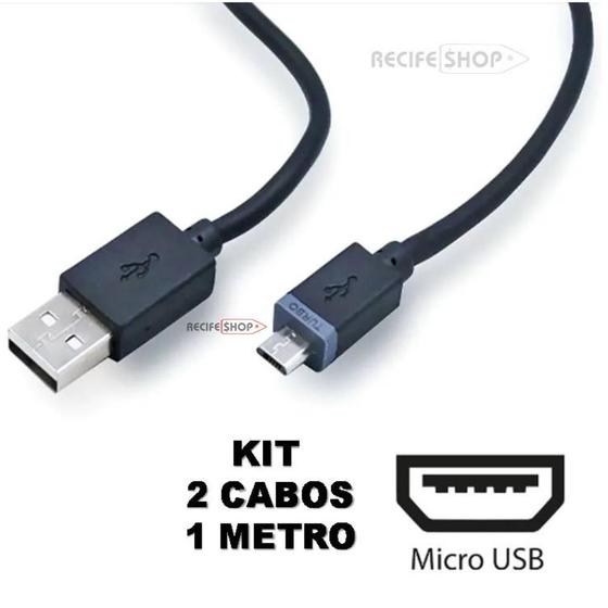 Imagem de Kit com 2 Cabos USB Tipo V8  Carregamento e Transferência de Dados Rápido