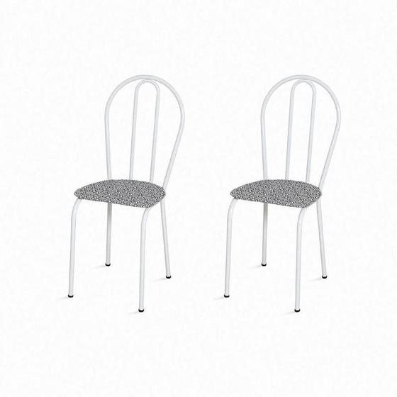 Imagem de Kit com 2 Cadeiras 004 America Cromo Branca/Platina - Artefamol