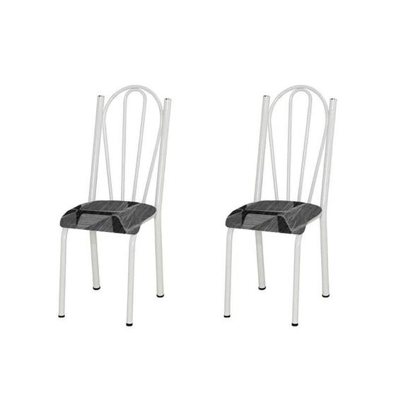 Imagem de Kit com 2 Cadeiras 021 America Cromo Branca/Mosaico Preto - Artefamol
