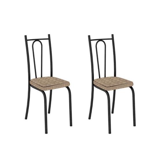 Imagem de Kit com 2 Cadeiras 123 Malva Preto Fosco/Rattan - Artefamol