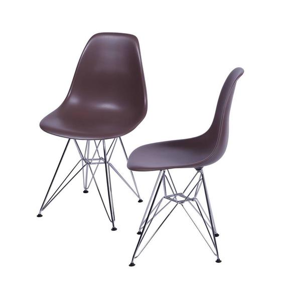Imagem de Kit com 2 Cadeiras Eames em Policarbonato na Cor Cafe - 64539