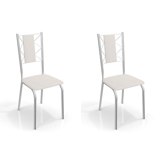 Imagem de Kit com 2 Cadeiras Estofadas Lisboa Cromada 2C076CR Kappesberg Crome