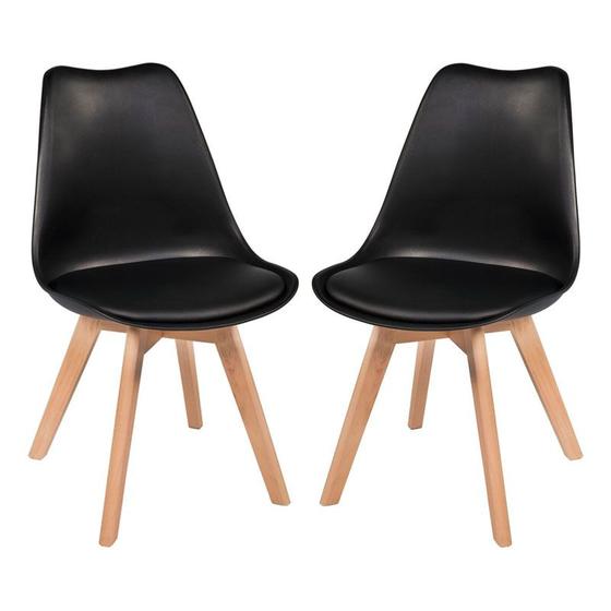 Imagem de Kit com 2 Cadeiras Leda Preta - Charles Eames com Almofada