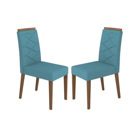 Imagem de Kit Com 2 Cadeiras Para Mesa De Jantar Caroline Imbuia Azul claro WD26 New Ceval