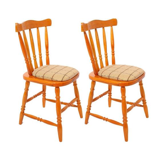 Kit com 2 Cadeiras Piratini em Madeira e Estofamento Colonial 155 Imagem de Kit com 2 Cadeiras Piratini em Madeira e Estofamento Colonial 155