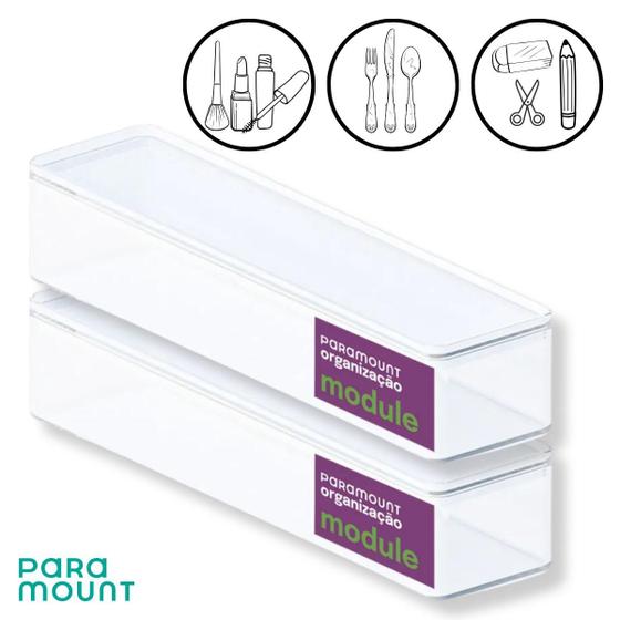 Imagem de Kit Com 2 Caixa Organizadora Com Tampa Paramount Acrílico Module Empilhável