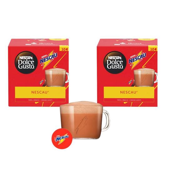 Kit Com 2 Caixas Capsulas Café Dolce Gusto Nescau 10 Unidades Menor preço em Kit Com 2 Caixas Capsulas Café Dolce Gusto Nescau 10 Unidades