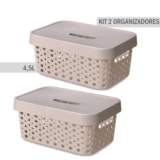 Imagem de Kit com 2 Caixas Organizadoras com Tampa 4,5L