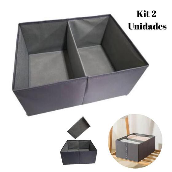 Imagem de Kit com 2 Caixas Organizadoras Multiuso Flexível Com Divisória Para Roupas, Brinquedos e Objetos