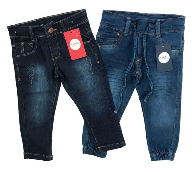 Imagem de kit com 2 calça jeans menino com elastano Skinny infantil de 1 a 3 anos