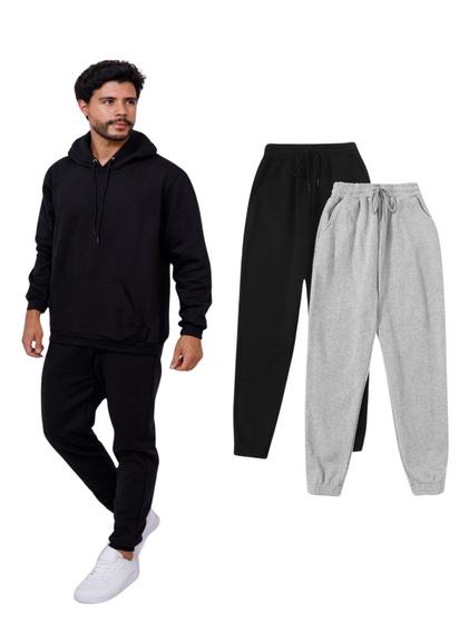 Imagem de Kit Com 2 Calça Moletom Felpado Masculino - Preto e Cinza