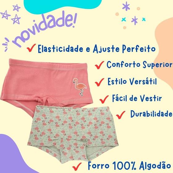 Imagem de KIT com 2 Calcinhas Infantil Boxer Feminina Box Menina Algodão boa qualidade