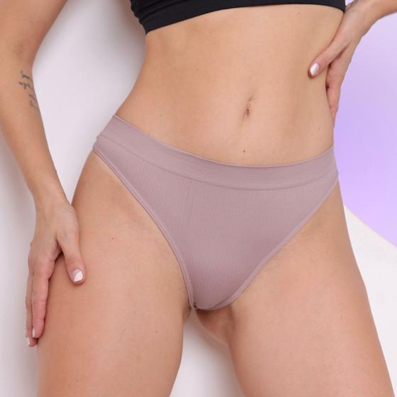 Imagem de Kit com 2 Calcinhas Tanga Fio Dental Cós Alto Microfibra Confortavel