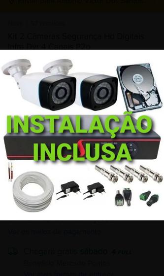 Imagem de KIT com 2 câmeras de segurança com instalação  720p visão noturna.