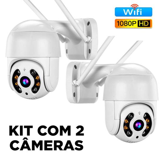Imagem de Kit com 2 Câmeras de segurança IP Wi-Fi com rastreamento automático e áudio infravermelho
