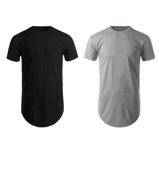 Imagem de Kit Com 2 Camisas Blusas Masculinas Long line Oversize Swag