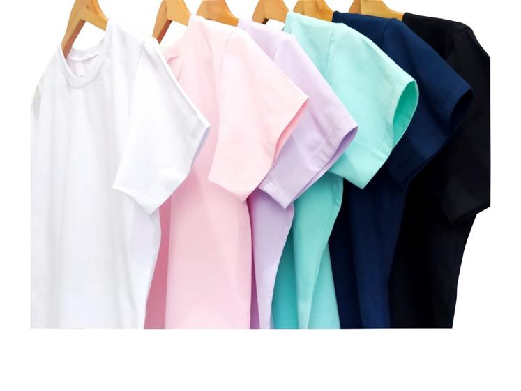 Imagem de Kit com 2 camisetas femininas tshirt básica 100 algodão