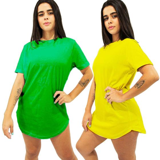 Imagem de Kit Com 2 Camisetas Longline Blusas Femininas Longas Academia