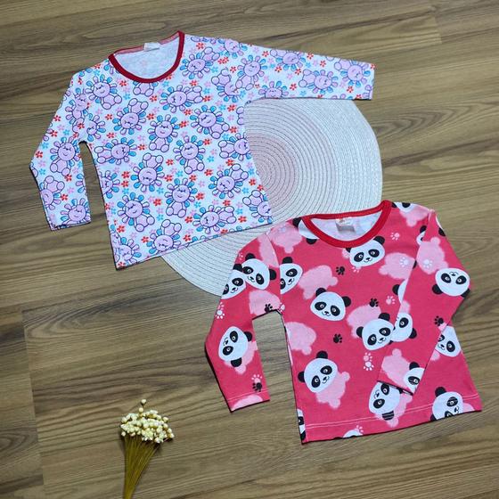 Imagem de Kit com 2 Camisetas Manga Longa Bebê Menina Menino Estampado