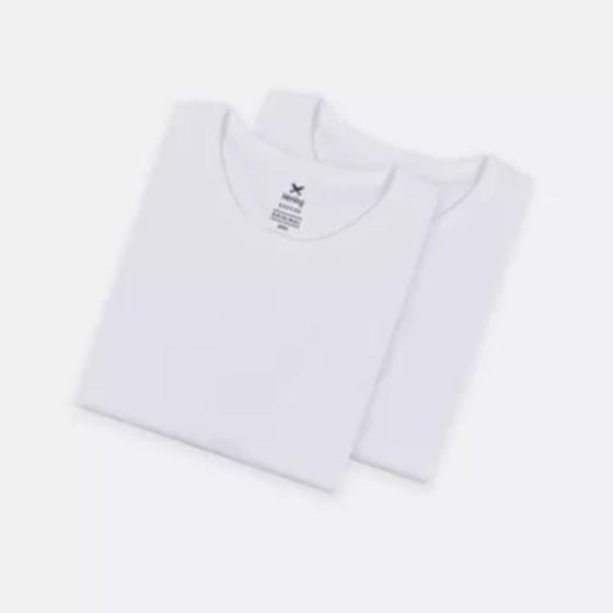 Imagem de Kit Com 2 Camisetas Masculinas Básicas Branca Hering