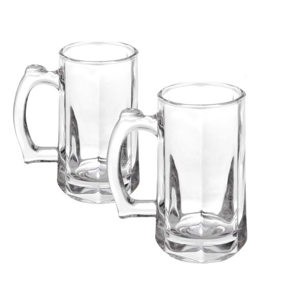 Imagem de Kit com 2 Caneca De Vidro Temperado Cerveja Chopp 370ml Bar/Praia