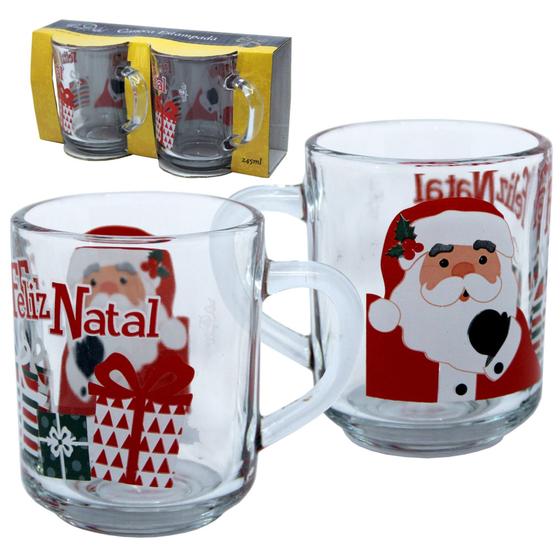 Imagem de Kit com 2 Canecas de Vidro 245ml com Tema Natal