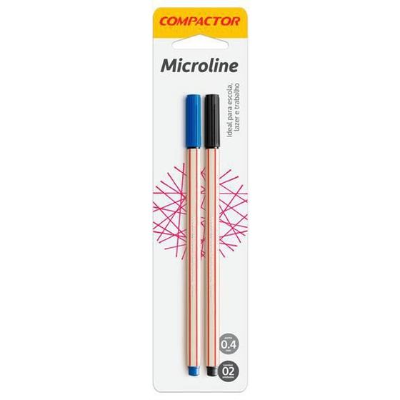 Imagem de Kit Com 2 Canetas Microline 0,4 Fina ul E Preto Compactor