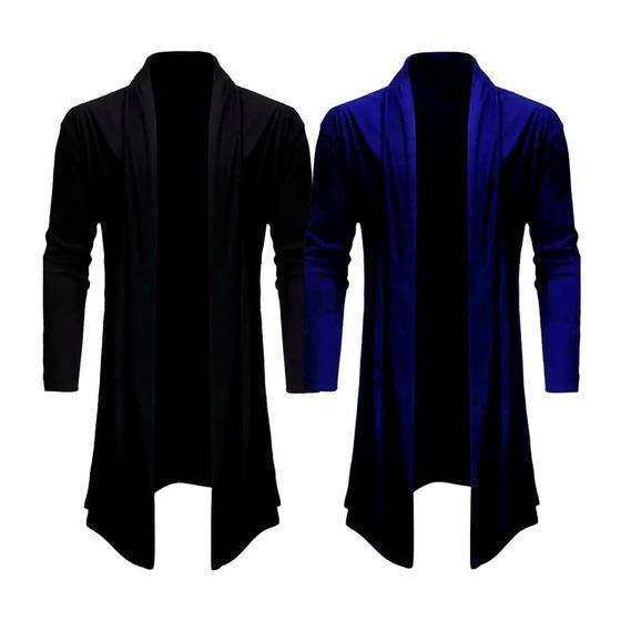 Kit com 2 Cardigans Masculinos Assimétricos Alta Qualidade Slim Fitness Menor preço em Kit com 2 Cardigans Masculinos Assimétricos Alta Qualidade Slim Fitness